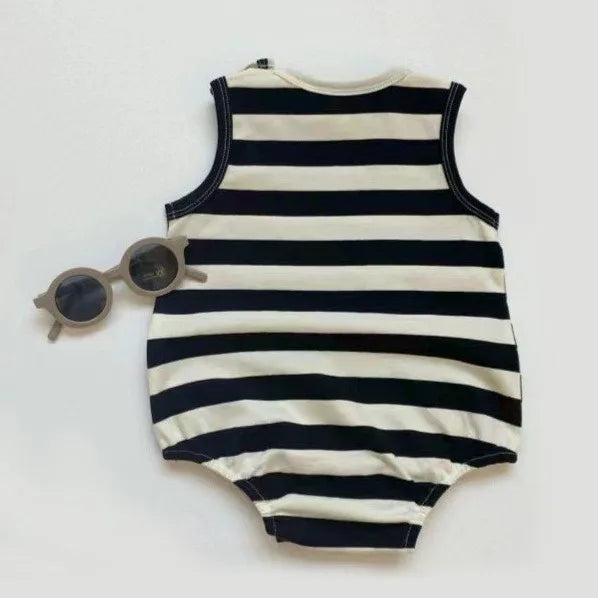 2-teilige Baby-Jungen-Kleidung für Neugeborene, Bodys, Baumwolldruck, ärmellose Säuglingskleidung, Cartoon-Bebes, Kleinkind-Overall, 0–18 Monate.