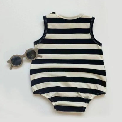 2-teilige Baby-Jungen-Kleidung für Neugeborene, Bodys, Baumwolldruck, ärmellose Säuglingskleidung, Cartoon-Bebes, Kleinkind-Overall, 0–18 Monate.