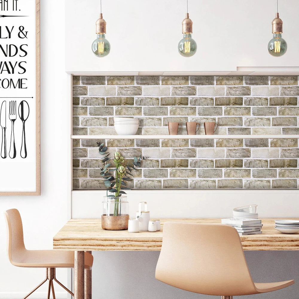 10/20pcs 3D Faux Brick Peel and Stick Wall Panels, Waterproof PVC Wall Stickers, Easy to Install, Home Wall Decor