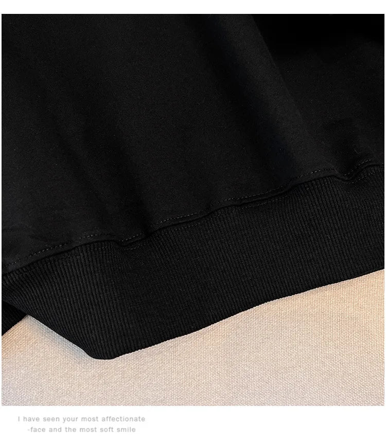 170 kg Plus Size Damen-Büste 170 Frühling Herbst Loose Diamond Collared Sweatshirt Schwarz 4XL 5XL 6XL 7XL 8XL 9XL.