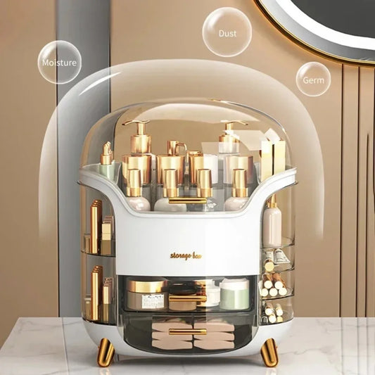 Desktop Makeup Organizer Transparent Jewelry Cosmetic Storage Box Dustproof Large Capacity Makeup Container Jewelry Lipstick Box.