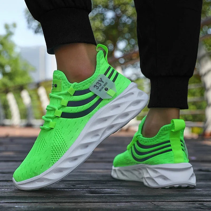 Men's Summer Breathable Mesh Shoes Lightweight Non Slip Knit Running Sneakers Trendy Aesthetic Focused Jogging Basketball Shoes.