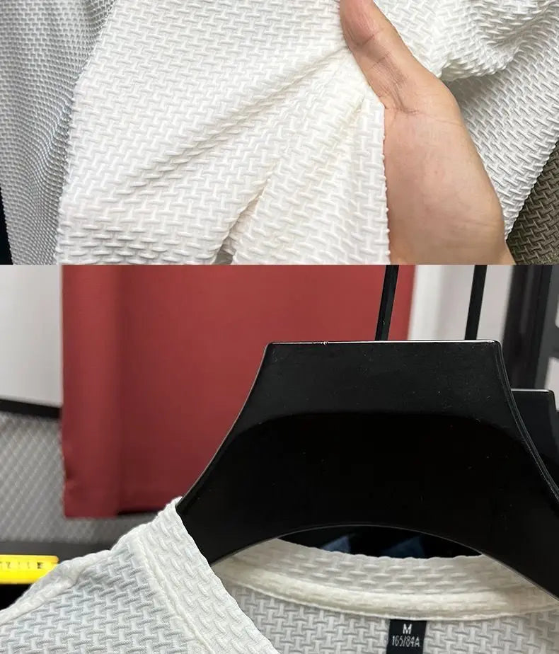 Summer Mesh Ice Silk T-shirt Men's Short Sleeve Round Neck 2023 New Half Sleeve Men Thin Solid Color Tees Top.