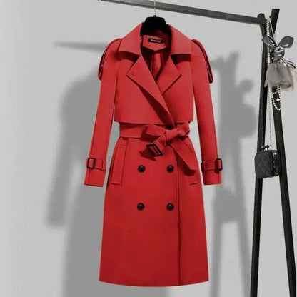 Lässige Langarm-Oberbekleidung, Trenchcoat für Damen, 2024, Herbst-Winter-Mode, Schnürung, lang, neu in Mänteln und Jacken, elegant.