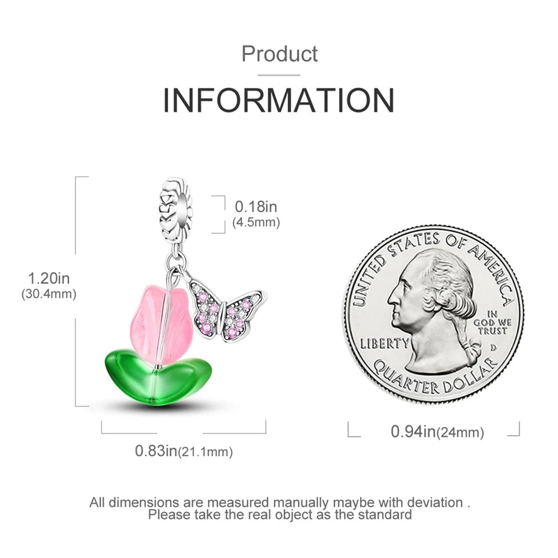 Flowers Series 925 Sterling Silver Sunflowers Tulip Carnation Charms Fit Original Bracelet  For Women Jewelry Making