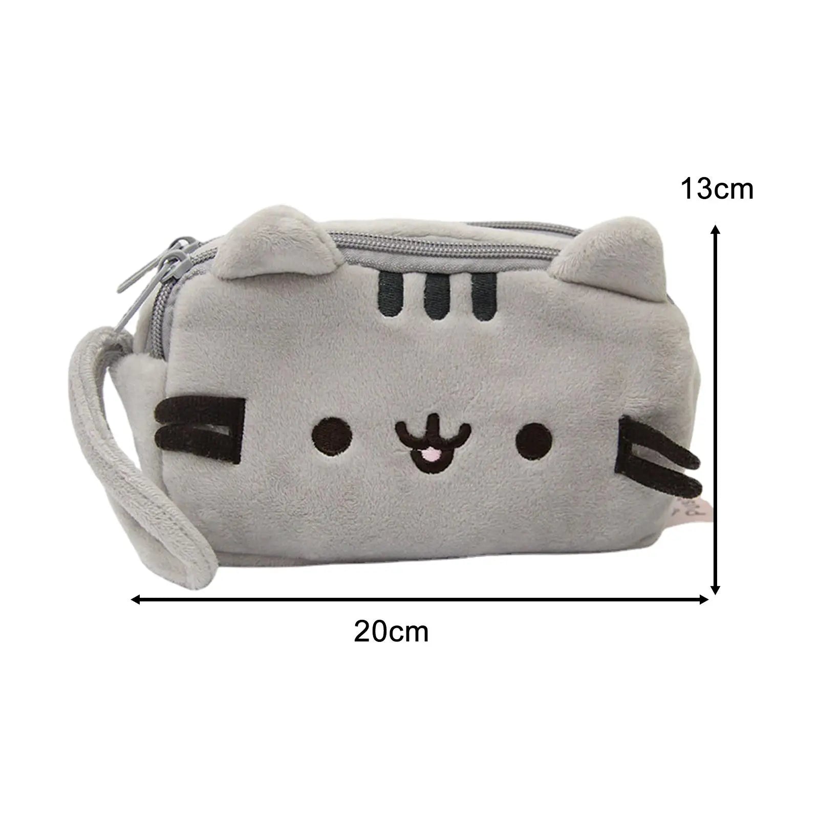 Plush Pencil Case Cute Cat Makeup Bag Large Capacity Portable Plush Animal Stationery Storage Pouch Zipper Closure Pen Case.