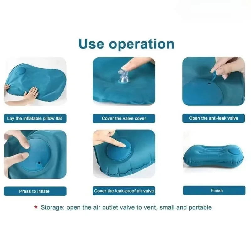 portable Inflatable Square Pillow Flocking travel neck pillow foldable waist pillow Comfortable Travel Camping Plane Pillow 1PC.