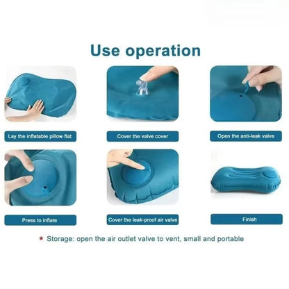 portable Inflatable Square Pillow Flocking travel neck pillow foldable waist pillow Comfortable Travel Camping Plane Pillow 1PC.