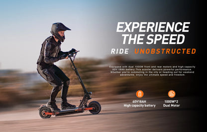 JOYOR S10-S-Z Electric Scooter 60V 18Ah Dual Motor 2000W 10 Inch Tire Adult Escooter 65km/h Max Speed 70-85km Range Black.