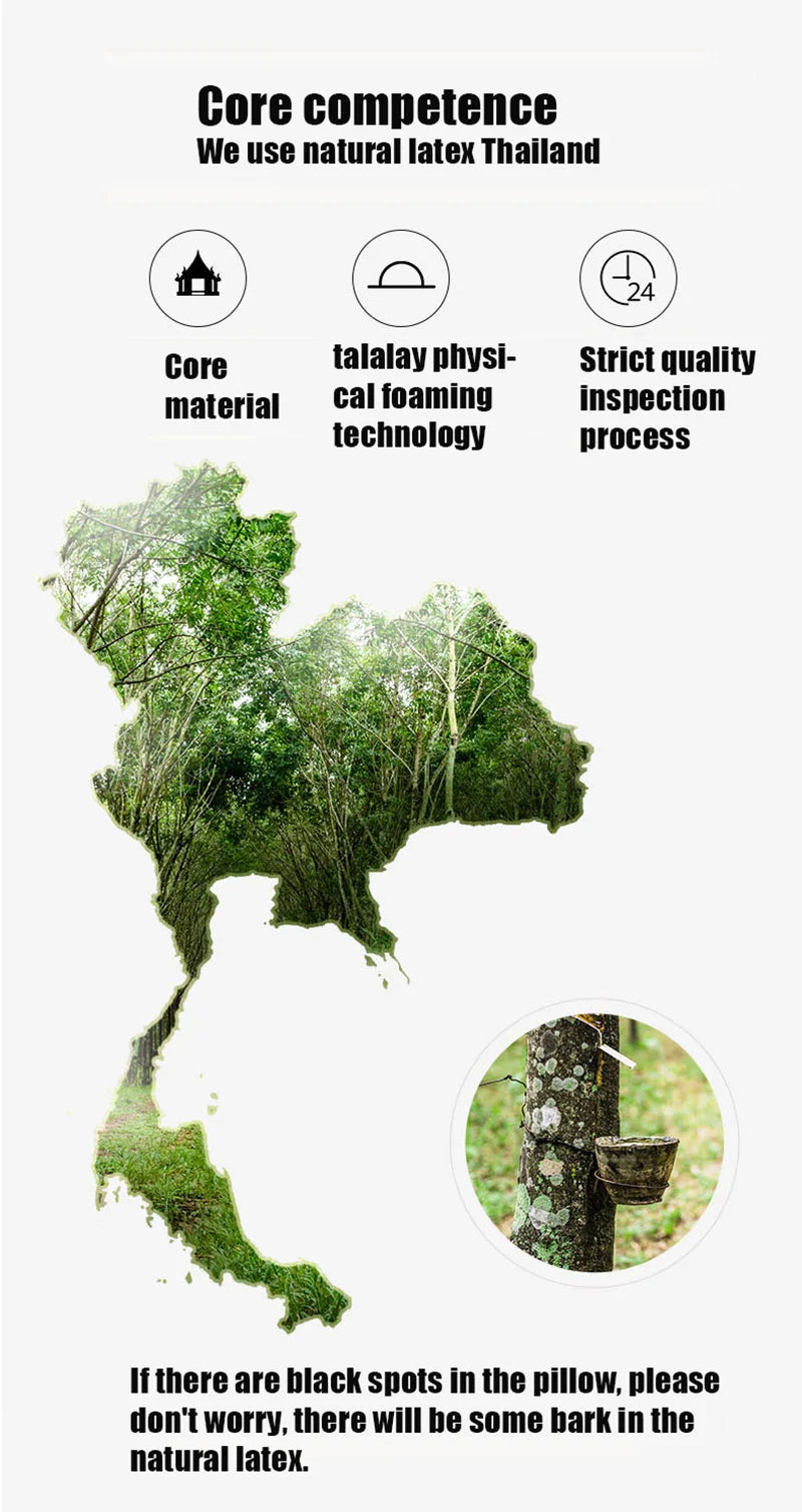 100% Natural Latex Sleeping Bed Pillow Luxury Pillow for Side Back and Stomach Sleepers Orthopedic Pillows Cervical Health Care.