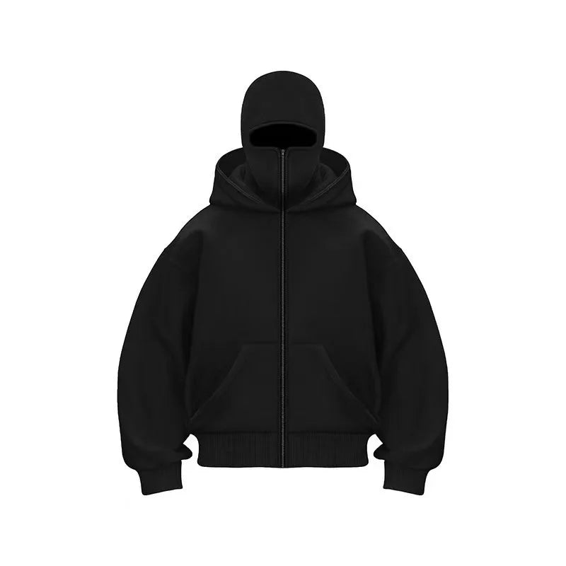 2025 Autumn Men Balaclava Y2K Gothic Harajuku Winter New Item Double Hooded Sweatshirt Men's Hooded Mask Zipper Sportswear Women.