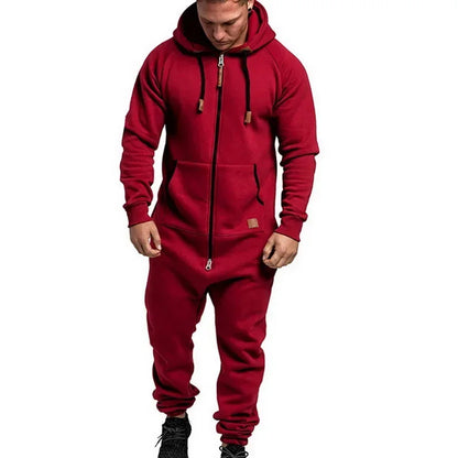 New Custom 3D Full Design Jumpsuit Pajamas Long-sleeved sports pants solid color splicing casual sweater men's zipper hoodie