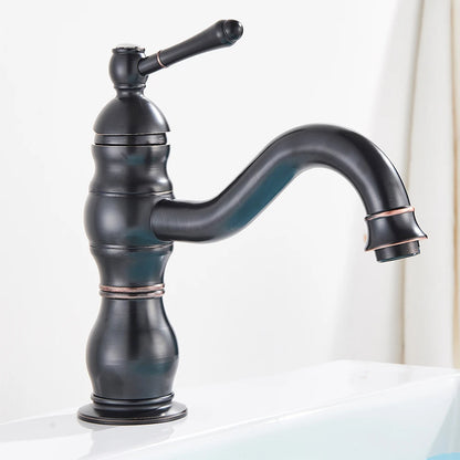 Antique Brass Basin Vessel Sink Faucet Deck Mounted One Hole Cold Hot Water Cold Hot Mixer Tap Bathroom Faucet