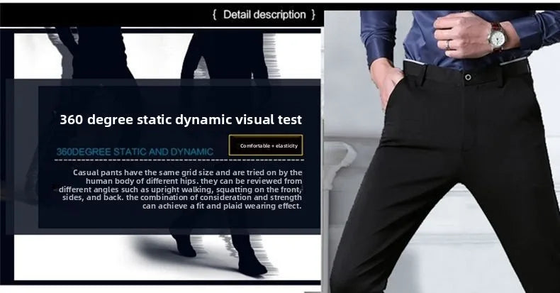 Men's Travel Dress Pants Stretch, No Iron Required Business Trousers, British Classic Slim Fit Lightweight Office Work Pants.