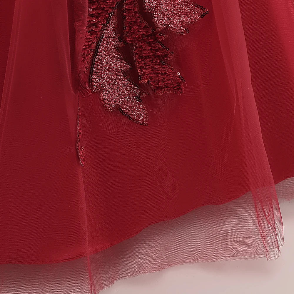 Kinder Party Kleid für Mädchen Hochzeit Brautjungfer Geburtstags kleider Kinder Spitze Stickerei Blumen mädchen Prinzessin Kleider Ballkleid.