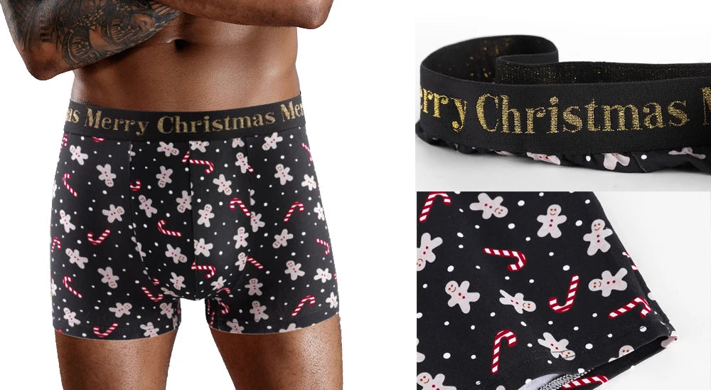 5 stücke Weihnachts Druck männer Unterhose Shorts Brief Bund Boxer Briefs Marke Männer Höschen Baumwolle Unterwäsche Mann Boxer Badehose