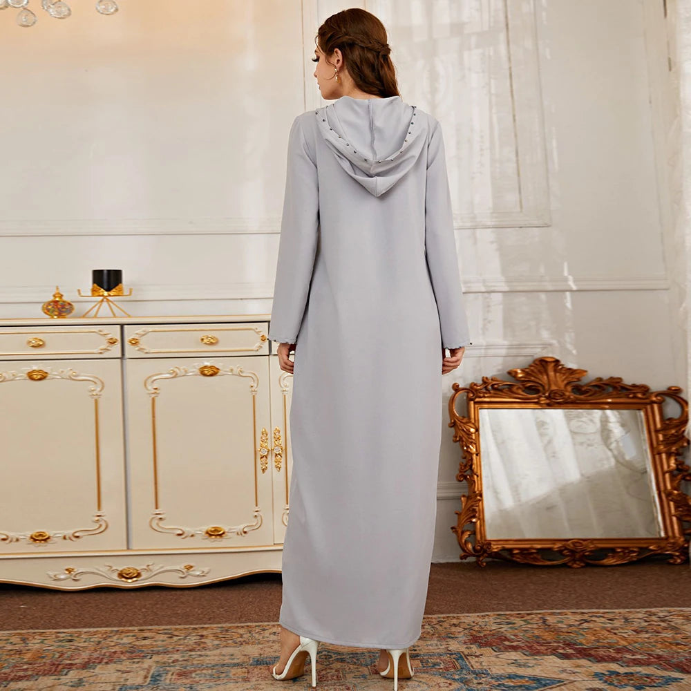 Ramadan Gray S Size Abaya Damen Dubai Luxury Islam Muslim African Dresses For Women Kebaya Kaftan Morocco Robe Musulmane Femme.