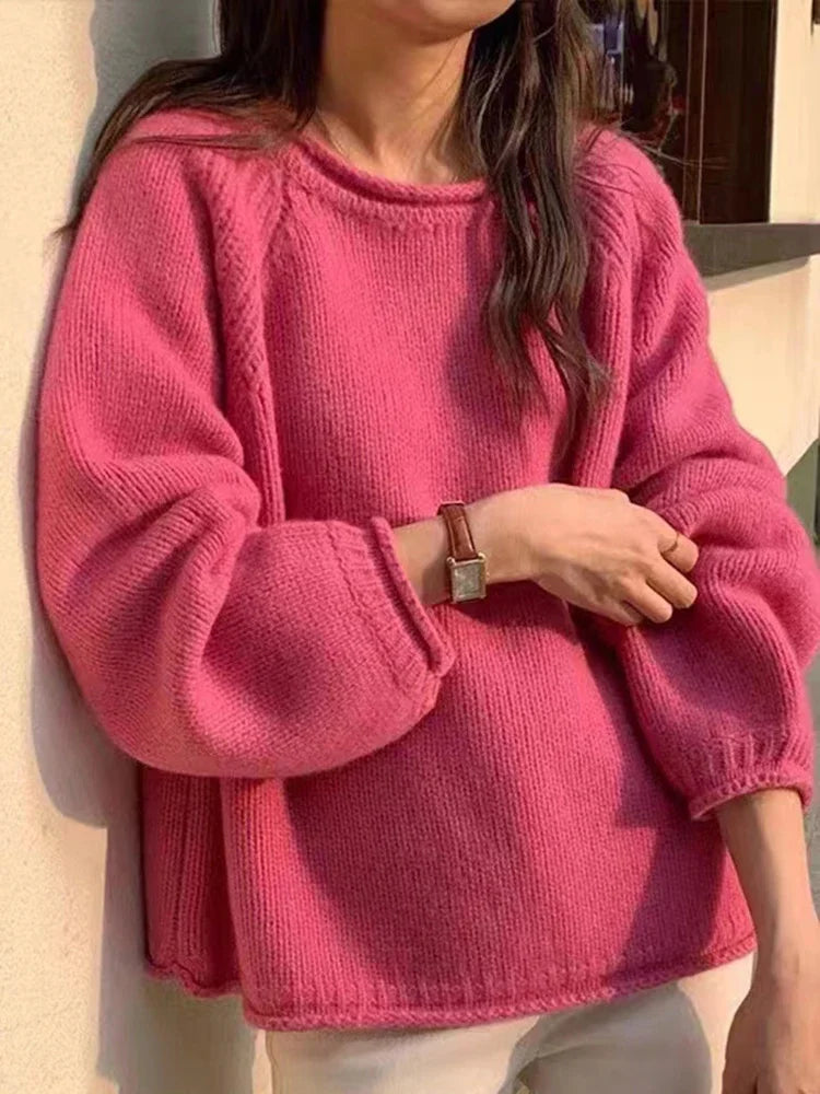 Harajuku Lose Lange Hülse Frauen Pullover Koreanische Herbst Winter Jumper Strickwaren Weiche Warme Tops Chic Solide Femme Pullover Pullover.