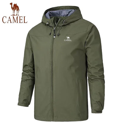 New European and American men's spring and autumn outdoor windproof and waterproof mountaineering quality windbreaker hooded jac.