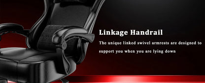 Ergonomischer Gaming-Stuhl, Taschenfederkissen und ausziehbare Fußstütze, hochwertiger, atmungsaktiver Computerstuhl aus PU-Leder für Erwachsene