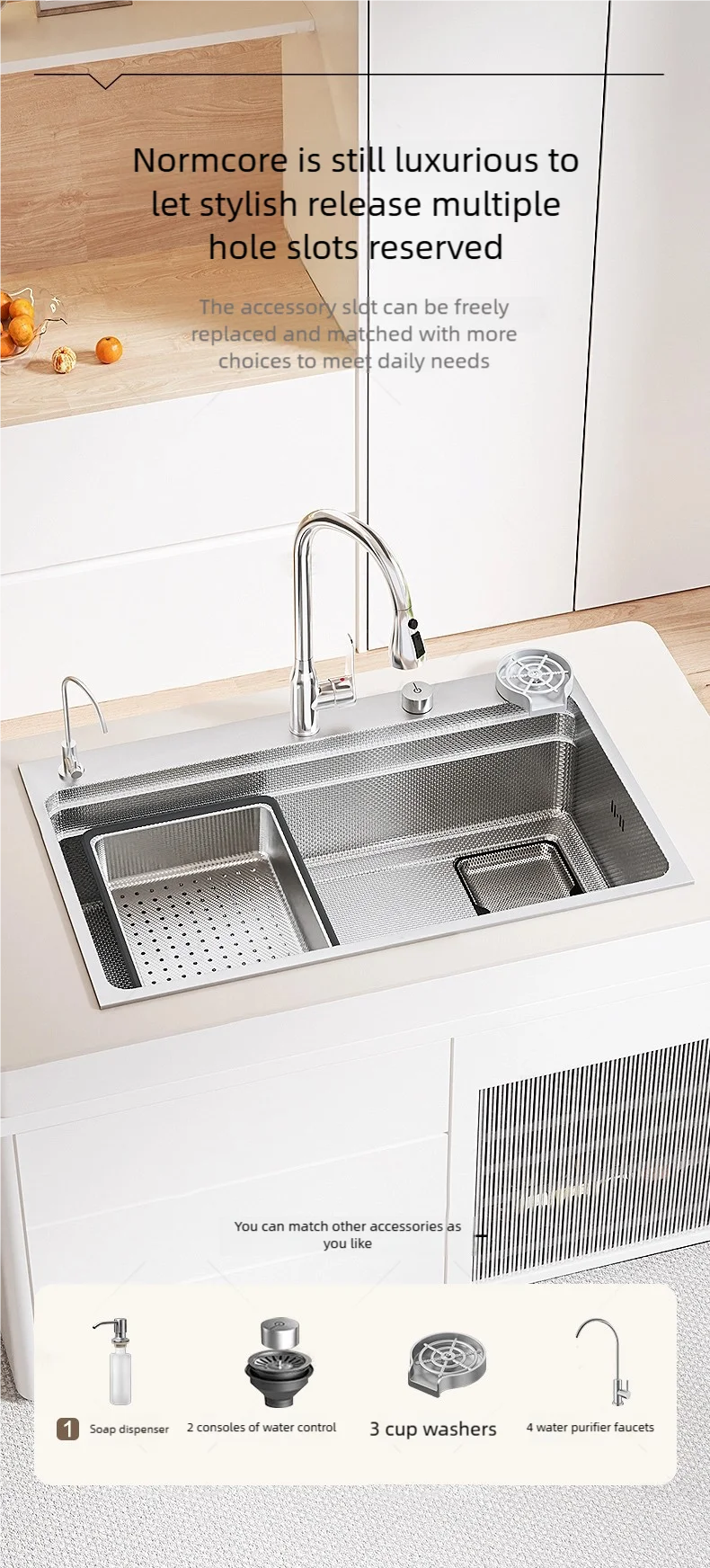 Household Rust Proof 304 Stainless Steel Kitchen Sink Handcrafted Thickened Undermount Wash Vegetable Basin Large Single Slot
