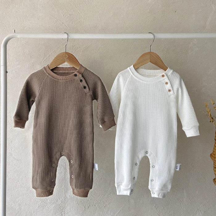 Infant Baby Mädchen Jungen Overall Einem stück Outfit Waffel Baumwolle Langarm Kleinkind Baby-spielanzug Frühling Herbst Baby Kleidung.