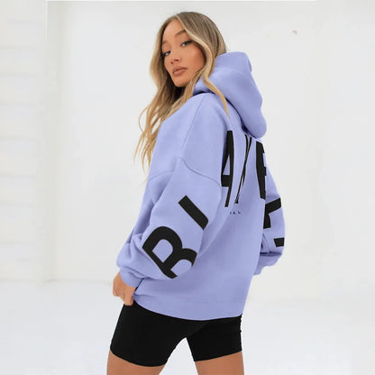 2025 New Women's Hoodie Autumn Winter Fashion Printed Thickened Versatile Long Sleeve Loose Women's Top.