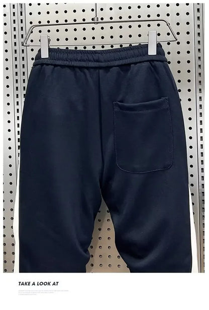 Fashionable Striped Color Blocking Sweatpants 2024 Autumn/Winter Men's New Casual Ankle Pants Patchwork Warm Harem Trousers.