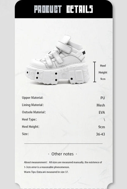 Gothic Ankle Rock Boots 2025 New Punk Style Women Shoes Lace-up White Platform Shoes Woman Metal Decor Woman Sneakers.