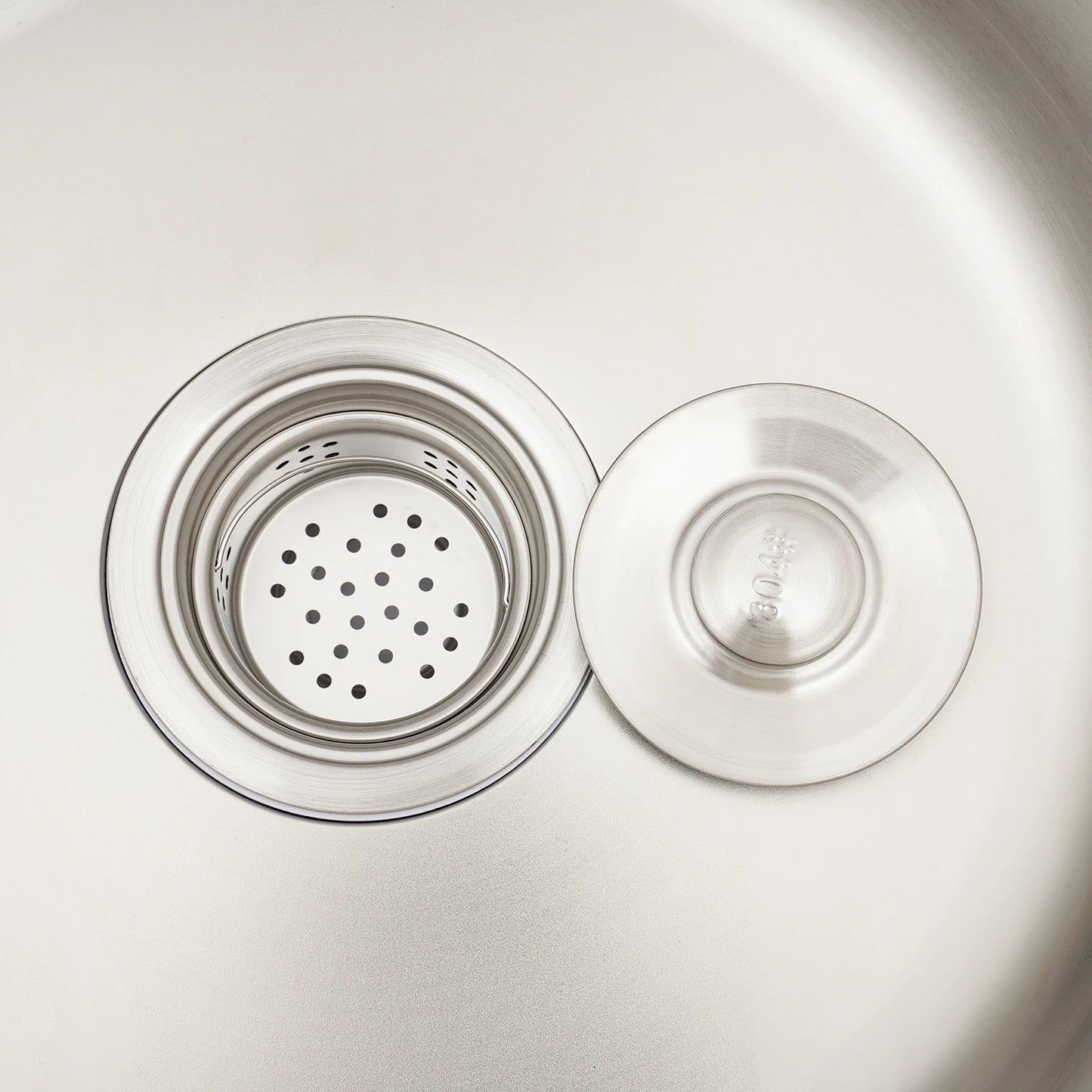 41 cm kreisförmige, vertiefte und vergrößerte Küchenspüle aus Edelstahl 304 mit einer Schüssel