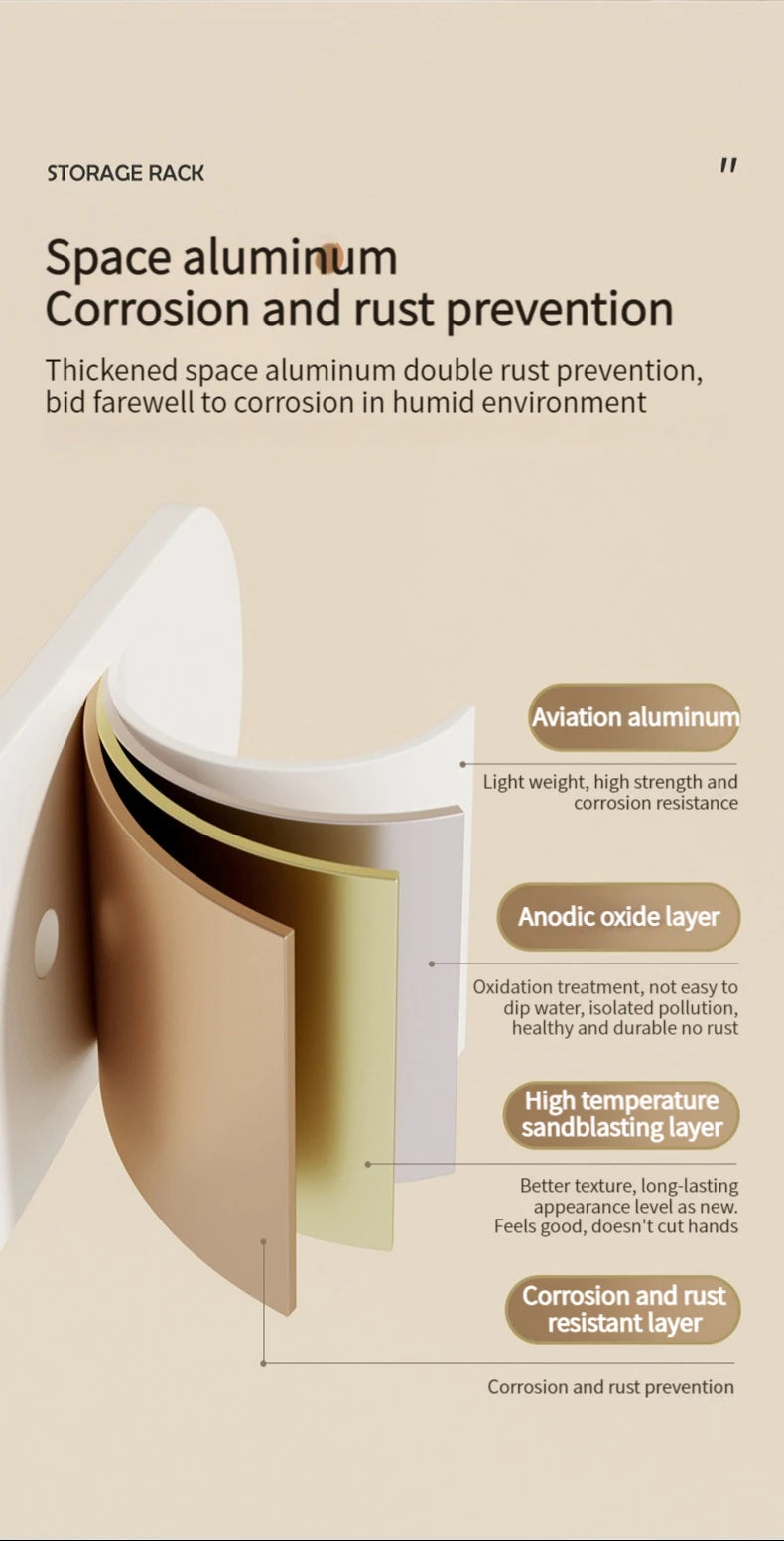 Badezimmerregal, Badezimmerregal, Toilettenlagerregal, Toilette, Küchenraum, Aluminium, zum Aufhängen an der Wand, stanzfreies Regal