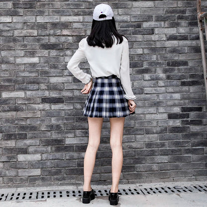 Harajuku Short Skirt New Korean Women Zipper High Waist School Girl Pleated Plaid Sexy Mini Preppy Style Falda Sexy Mujer.