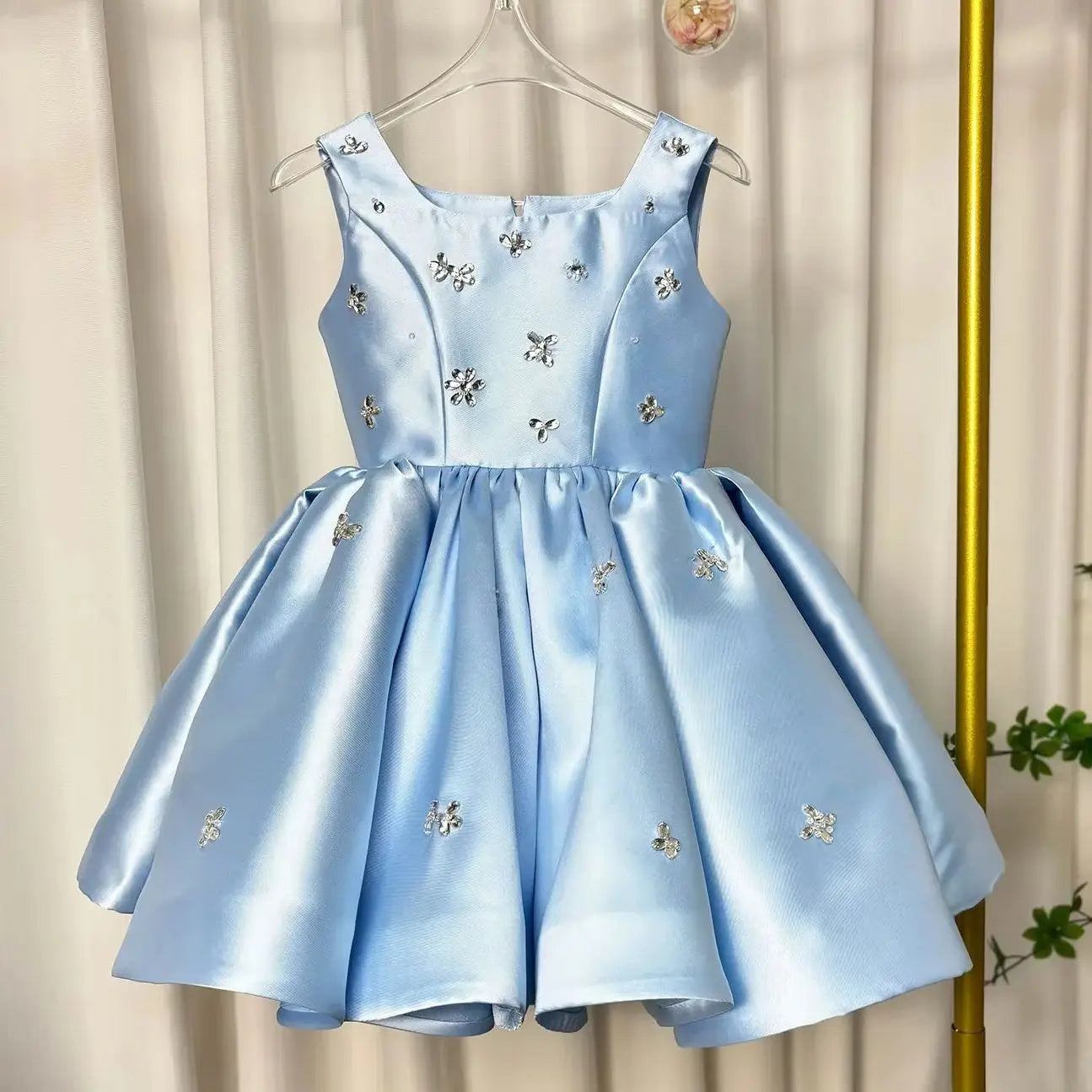 Luxus-Kleider für Kinder, rosa Satin-Prinzessinnenkleid für Mädchen, Klavieraufführung, formeller Abschlussball, Party, Geburtstag, Hochzeit, geschwollenes Kleid.