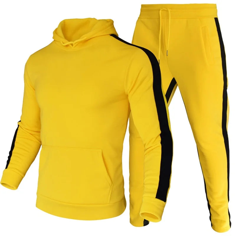 Männer 2 Stück Trainingsanzug Farbe Block Sweatsuit Streifen Casual Winter Langarm Warme Feuchtigkeit Wicking Atmungs Sportswear Anzug.