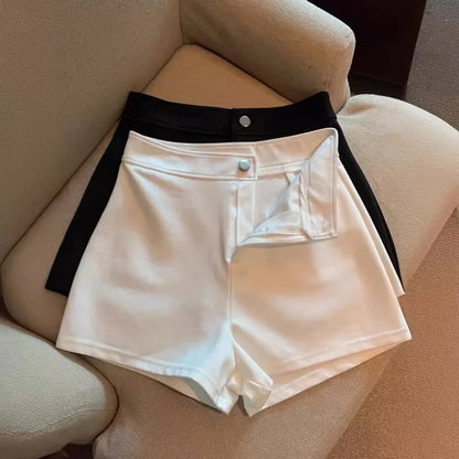 High-waisted Slimming A- line Tight Black Shorts For Women 2024 Spring Korean Style Elastic Hot Pants High Elasticity.