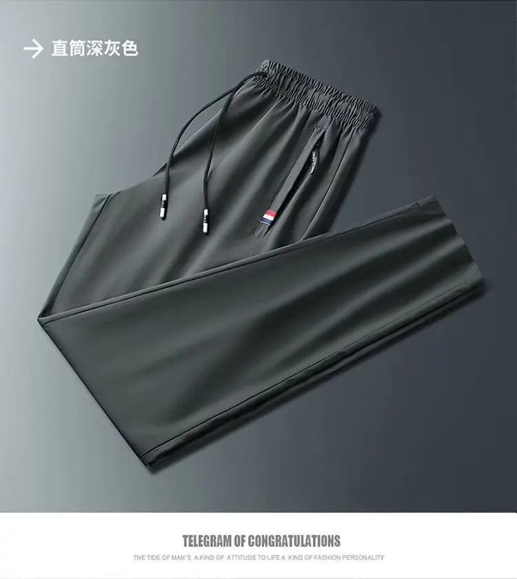 Straight-leg Casual Pants For Men Ice Silk Sports Trousers Youth Fashion Summer 2024 New Arrival Comfortable Loose Fit