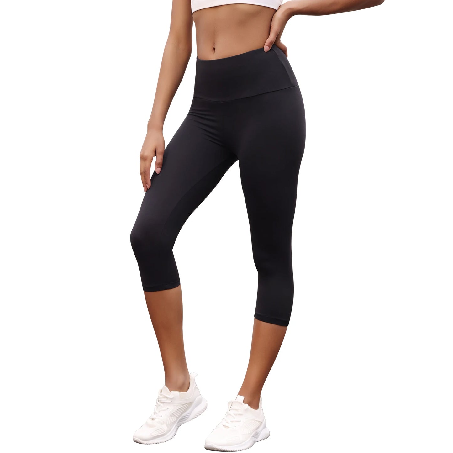 Women's High Waisted Capri Pants Super Soft No See Through Workout Yoga Push Up Gym Fitness Running Athletic Leggings.
