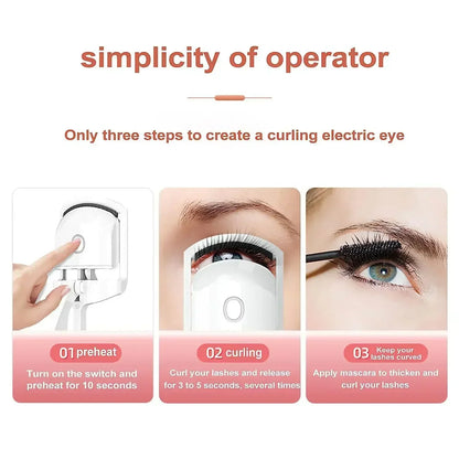 Electric Eyelash Curler USB Rechargeable Quick Heat Portable Fast Forming Long Enduring Curl for Eyes.