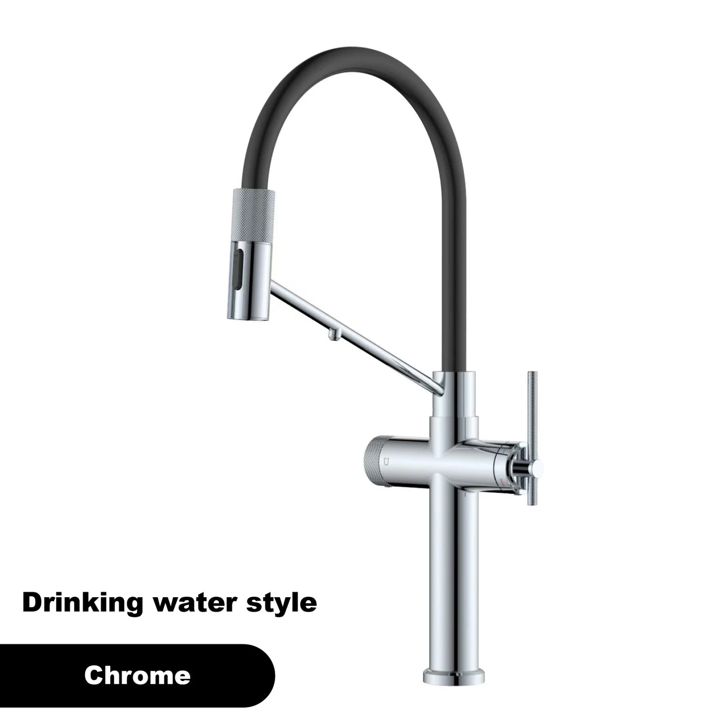 Modern chrome brass pull-out hot and cold water single hole kitchen faucet luxury 2 function drinking water mode sink faucet