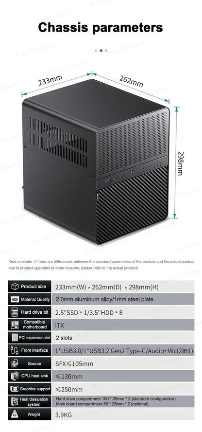 Jonsbo N3 NAS ITX Mini Case All-In-One Aluminum Office Desktop Chassis 8 Hard Disk Location Support 250mm Graphics Card PC Case