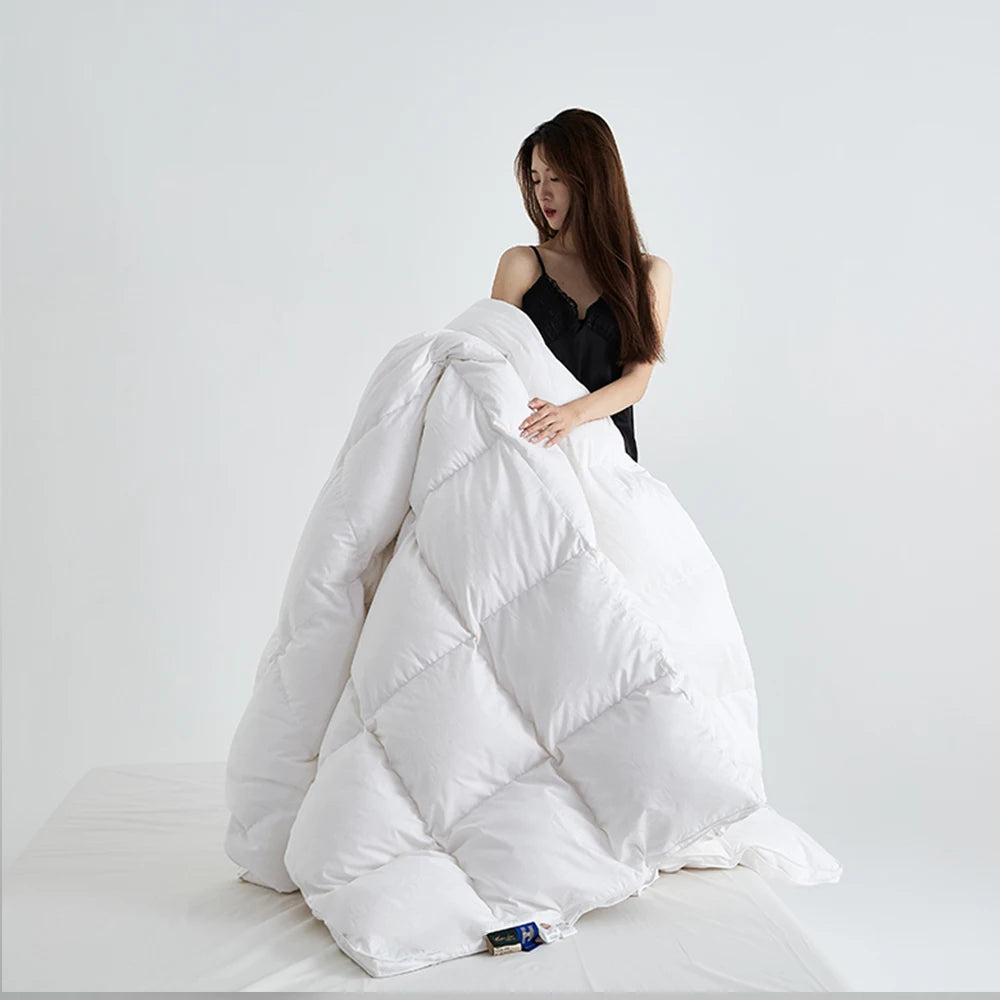 Sondeson Luxury 100% Goose Down Duvet  Filler 3D Bread Quilt White Comforter Winter All Season Blankets 100% Cotton Shell 1PCS.