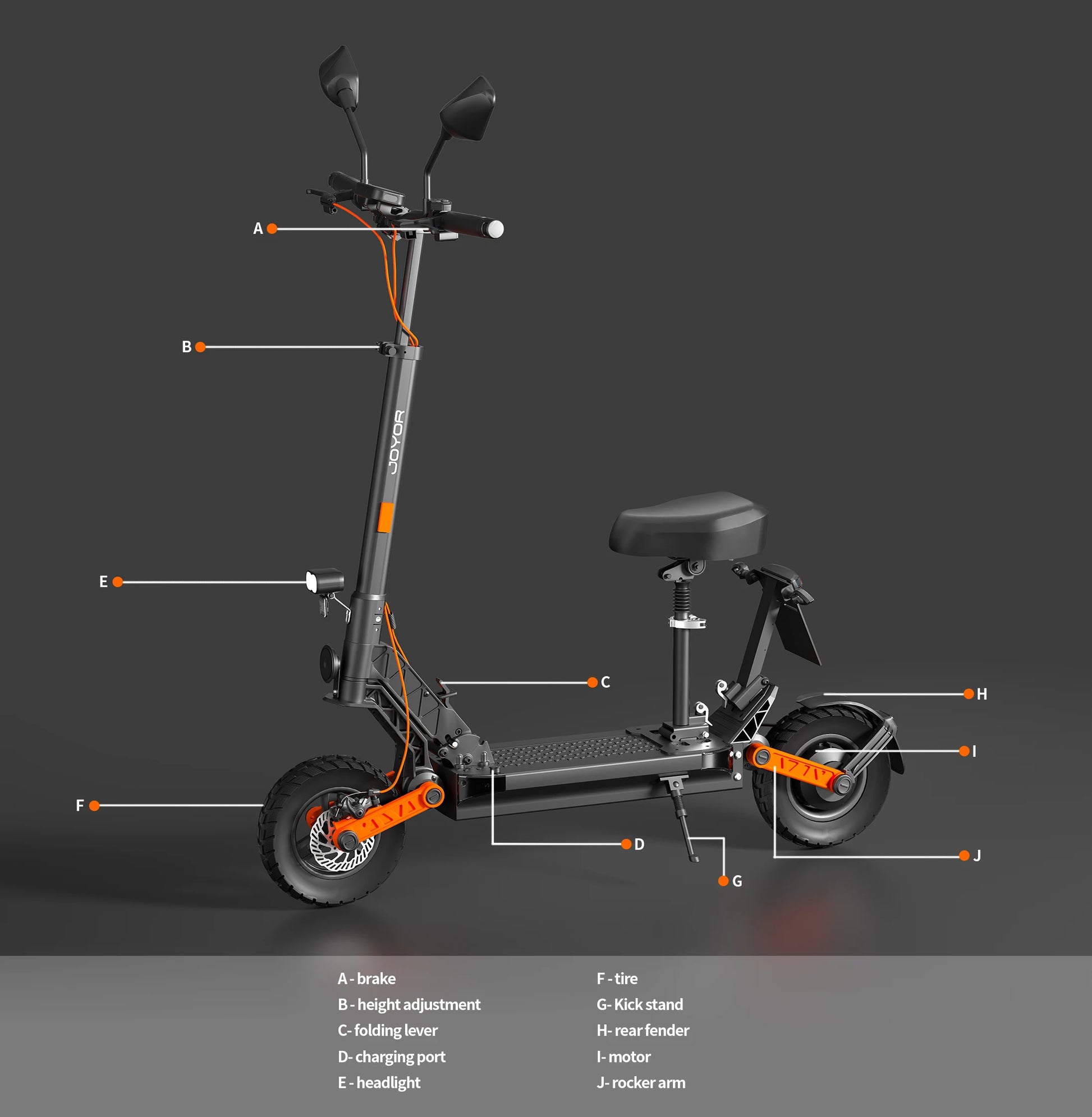 JOYOR S8E Electric Scooter For Adults 800W Motor 48V26AH Battery EScooter 10 Inch Off-road Tires City Commuting E-Scooter.