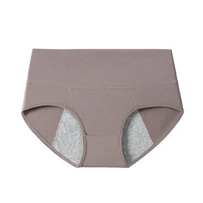 High Waist Period Underwear for Women | Cotton Leak Proof Panties | Anti-Overnight Flow | Plus Size M-4XL (Black/Beige)