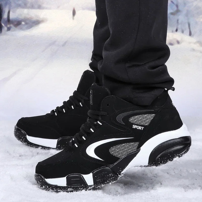 Winter Warm Couple Casual Sneakers Fashion Leather Outdoor Sport Running Tenis Men Non-slip Big Size 48 Trainer Men’s Snow Shoes