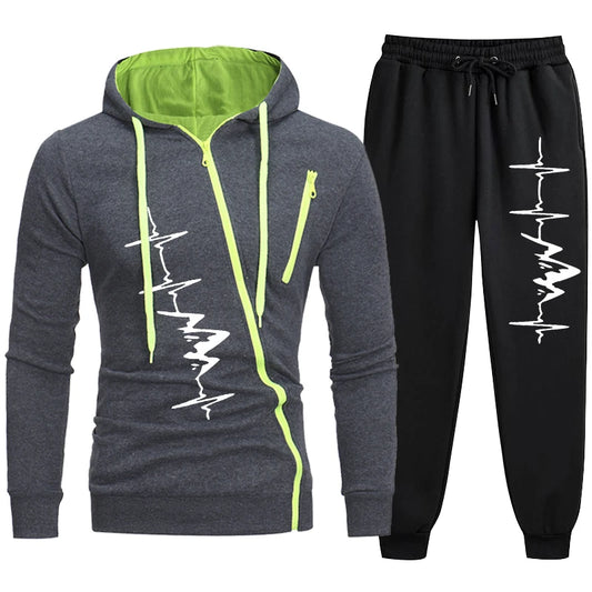 Brand Men Tracksuit 2 Pieces Men's Winter Jacket Casual Zipper Jackets Sportswear+Pants Sweatshirt Sports Suit Men Sets Clothing.