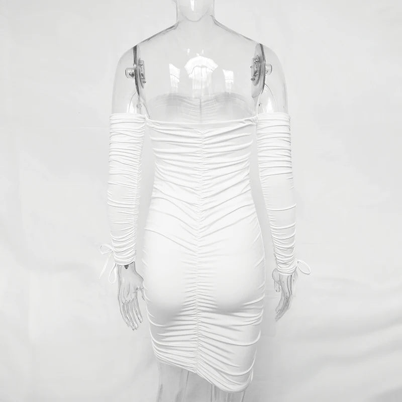 Arctic Cat Frauen Herbst Winter Verband Kleid Frauen 2022 Sexy Off Schulter Lange Hülse Dünne Elastische Bodycon Party Kleider Vestidos