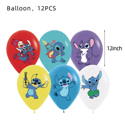 Stitch Party Supplies für Kinder Lilo und Stitch Geburtstag Party Dekorationen Luftballons Banner Tischdecke Hintergrund Geschirr.