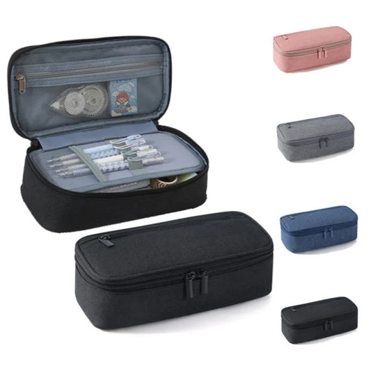 Stift-Aufbewahrungstasche, Federmäppchen, 2-lagig, große Kapazität, Kosmetik, hochwertiges Lernzubehör, einfache Schreibwarenboxen für Studenten.