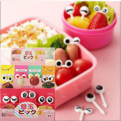 10/30/50Pcs Mini Skewers Cute Cartoon Eyes Kawai Lunch Bento Box Food Fruit Picks Fork Sticks Buffet Sandwich Toppers Decor fork.
