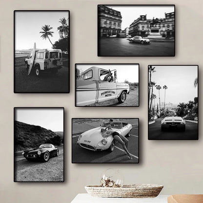 Black and White Store Poster Wall Art Canvas Print Luxury Fashion Super Car Picture for Living Room Home Nordic Decor Posters.